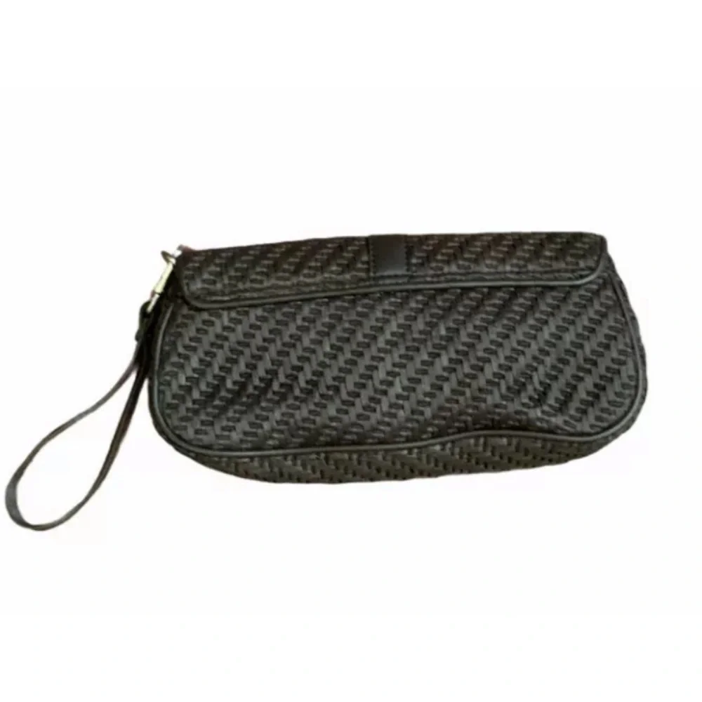 Ann Taylor Dark Brown Woven Wristlet Clutch